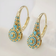 Turquoise Mosaic Teardrop Gold Earrings