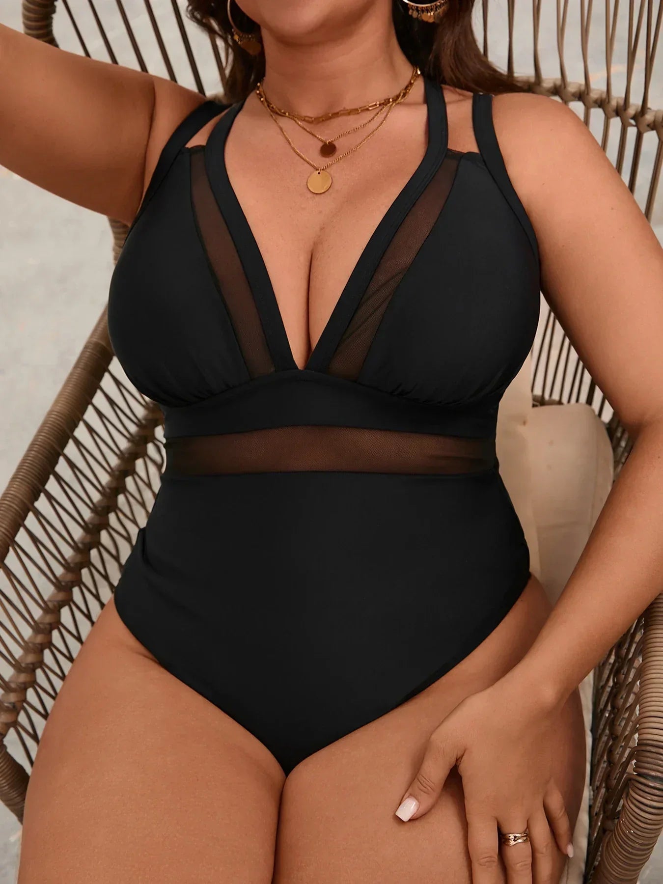 Maya | Plus Size Mesh Swimdress