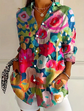 Women's Blouse | Abstract Print Button Front