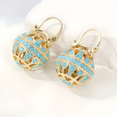 Turquoise Filigree Globe Drop Earrings