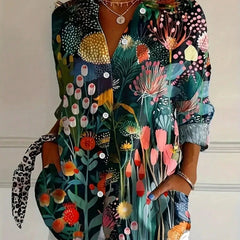 Women's Blouse | Abstract Print Button Front
