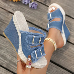 Betty | Fray Edge Wedge Sandals