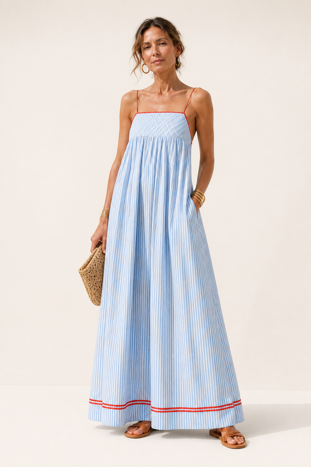 Ondine™ Striped Contrast Trim Maxi Dress