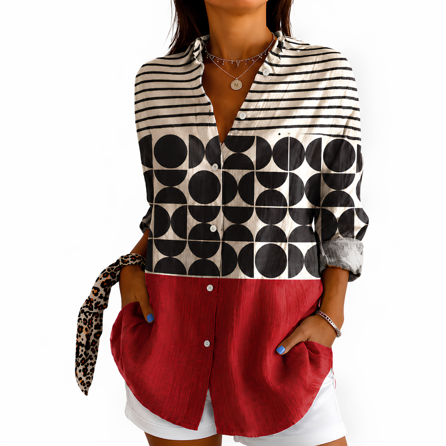 Modern Geometric Colorblock Blouse