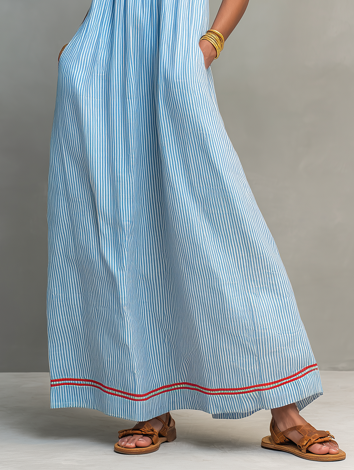 Ondine™ Striped Contrast Trim Maxi Dress