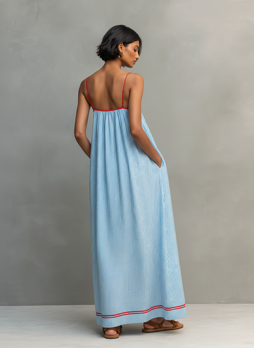 Ondine™ Striped Contrast Trim Maxi Dress