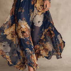 Lorena™ Navy Blue Floral Maxi Dress
