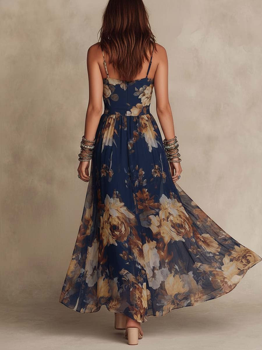 Lorena™ Navy Blue Floral Maxi Dress