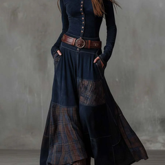 Natasha™ Vintage Plaid Suede Maxi Dress