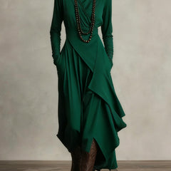 Arielle Vintage Asymmetrical Turtleneck Dress