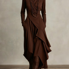 Arielle Vintage Asymmetrical Turtleneck Dress