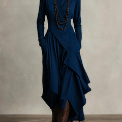 Arielle Vintage Asymmetrical Turtleneck Dress