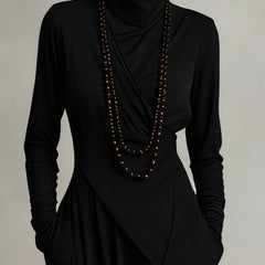 Arielle Vintage Asymmetrical Turtleneck Dress