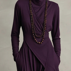 Arielle Vintage Asymmetrical Turtleneck Dress