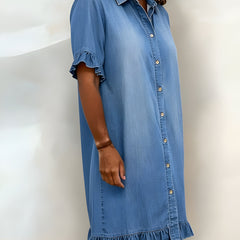 Katie | Effortlessly Flattering Ruched Denim Dress