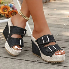 Betty | Fray Edge Wedge Sandals