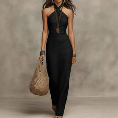 Adele™ Bohemian Halter Dress - Black