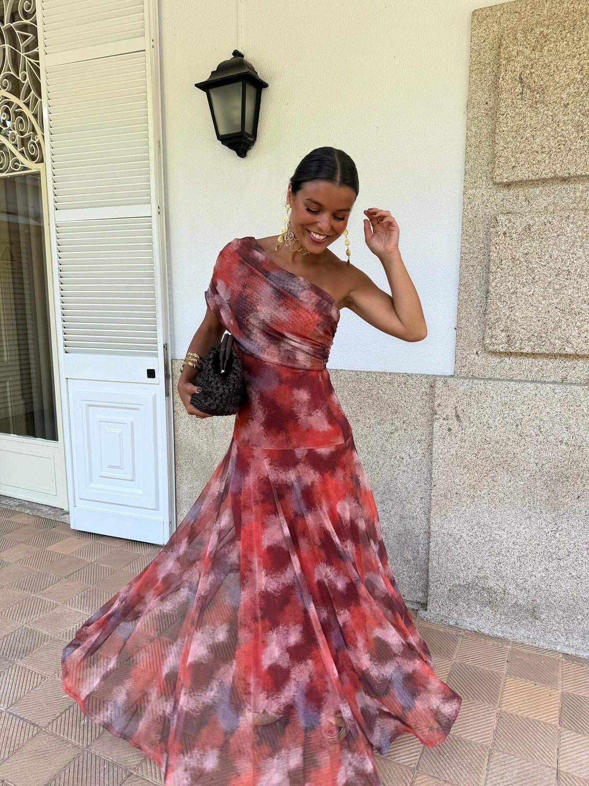 Valentina™ Watercolour Off-Shoulder Long Dress