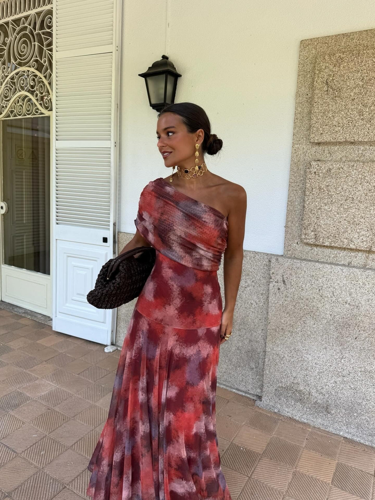 Valentina™ Watercolour Off-Shoulder Long Dress