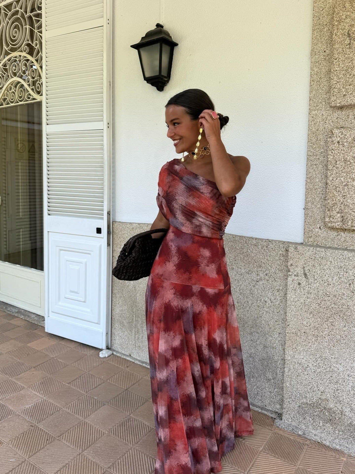 Valentina™ Watercolour Off-Shoulder Long Dress