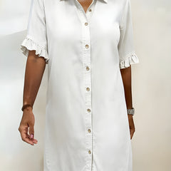 Katie | Effortlessly Flattering Ruched Denim Dress