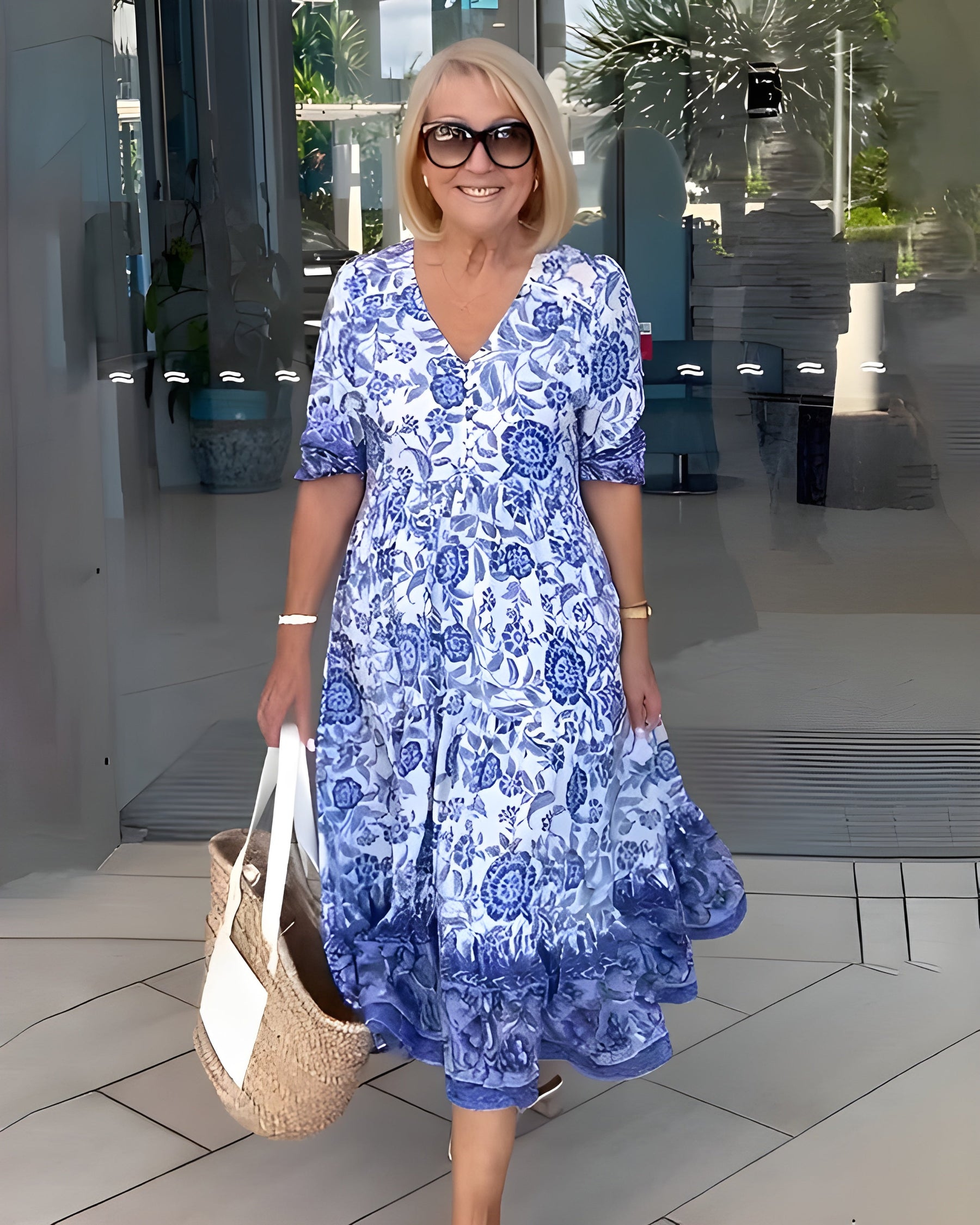 Remington | Graceful Floral V-Neck Dress