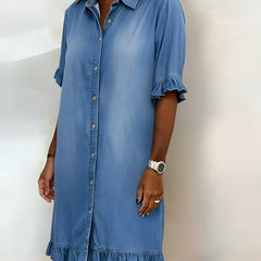Katie | Effortlessly Flattering Ruched Denim Dress
