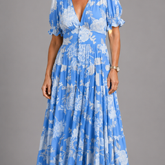 Alessia™ Elegant Floral V-Neck Dress