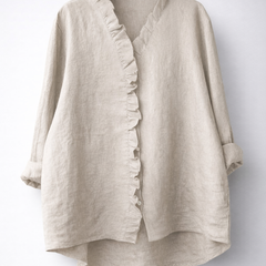 Luisa™ Elegant Ruffled Linen Blend Shirt