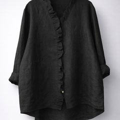 Luisa™ Elegant Ruffled Linen Blend Shirt