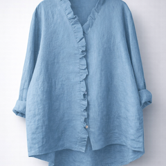Luisa™ Elegant Ruffled Linen Blend Shirt
