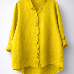 Luisa™ Elegant Ruffled Linen Blend Shirt