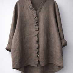 Luisa™ Elegant Ruffled Linen Blend Shirt