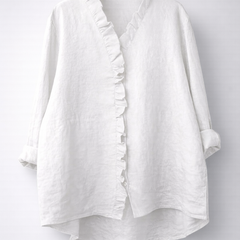 Luisa™ Elegant Ruffled Linen Blend Shirt