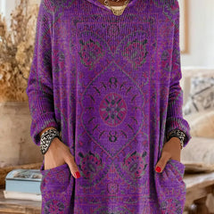 Alice™ Retro Ethnic Print Hooded Tunic