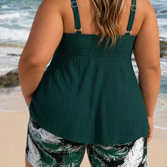 Matilda | Plus Size Pleated Tankini Shorts Set