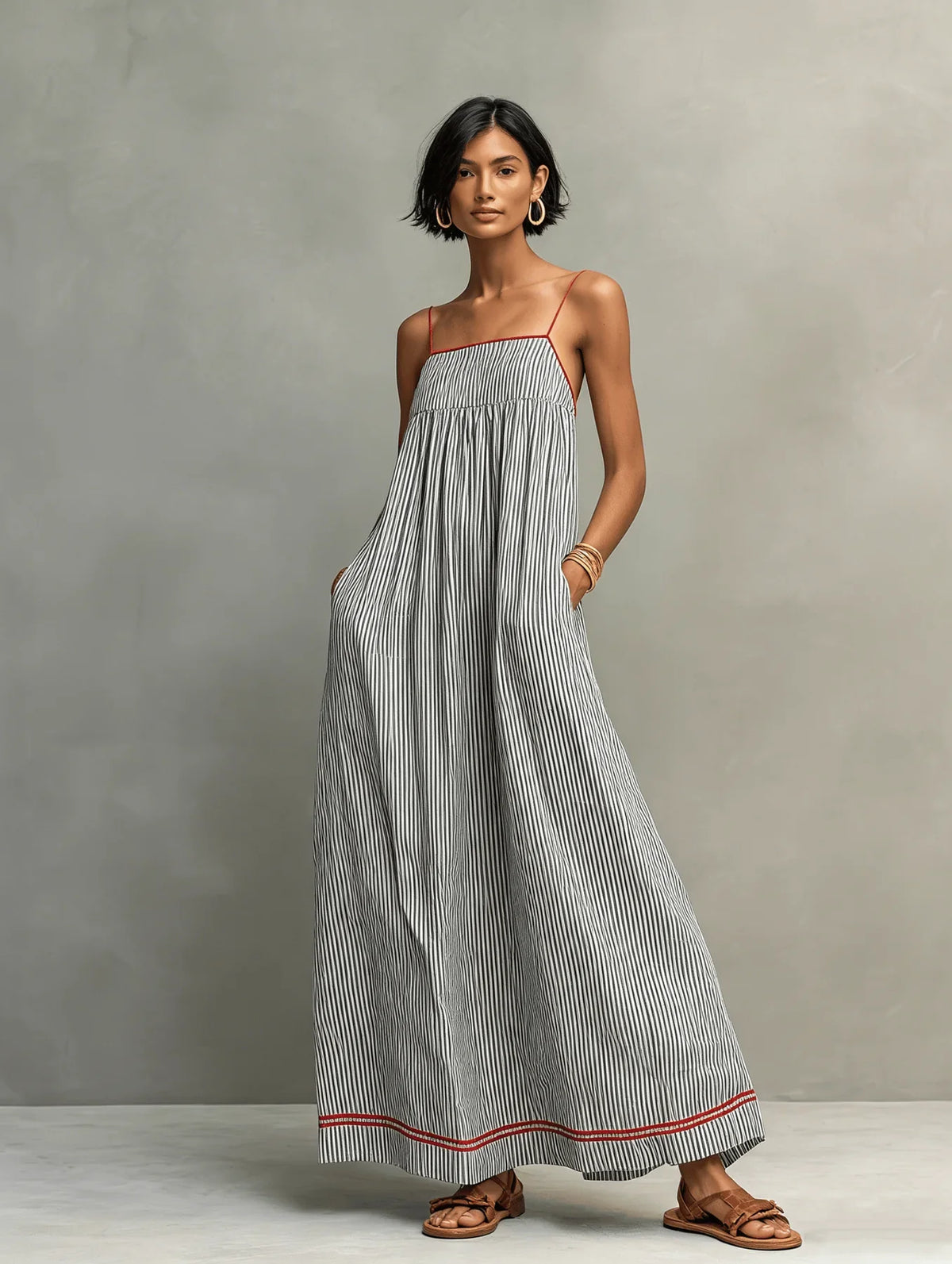 Ondine™ Striped Contrast Trim Maxi Dress