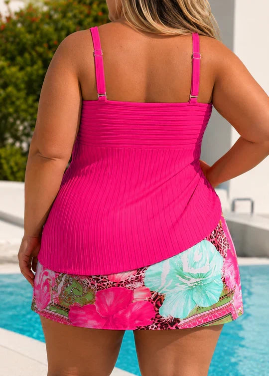 Evelyn | Plus Size Pleated Tankini Set