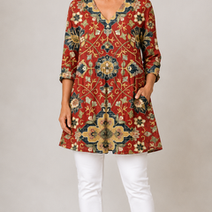 Amoura | Long Blouse with V-Neck