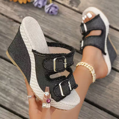 Betty | Fray Edge Wedge Sandals