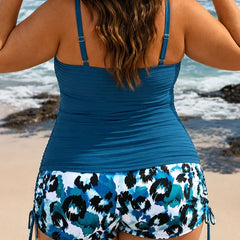 Luna | Plus Size Pleated Tankini Shorts Set
