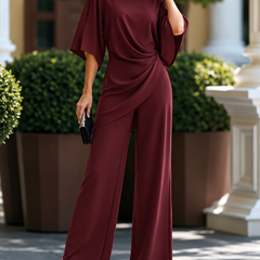 Evangeline Elegant Two-Piece Set - Wine Red
