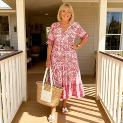 Danna™ Elegant Floral Dress with V-Neck