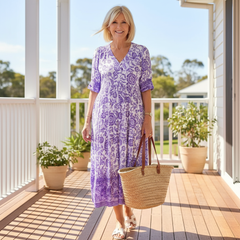 Danna™ Elegant Floral Dress with V-Neck