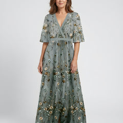 Amber | Floral V-Neck Maxi Dress