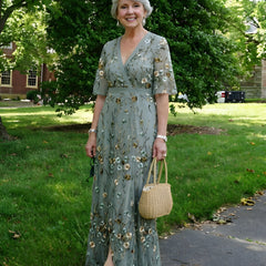 Amber | Floral V-Neck Maxi Dress
