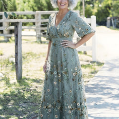 Amber | Floral V-Neck Maxi Dress