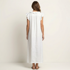 Amina™ Ruffle V-Neck Linen Maxi Dress