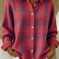 Haley Cozy Plaid Knit Cardigan