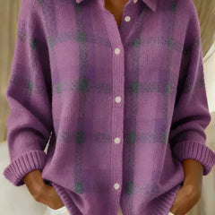 Haley Cozy Plaid Knit Cardigan